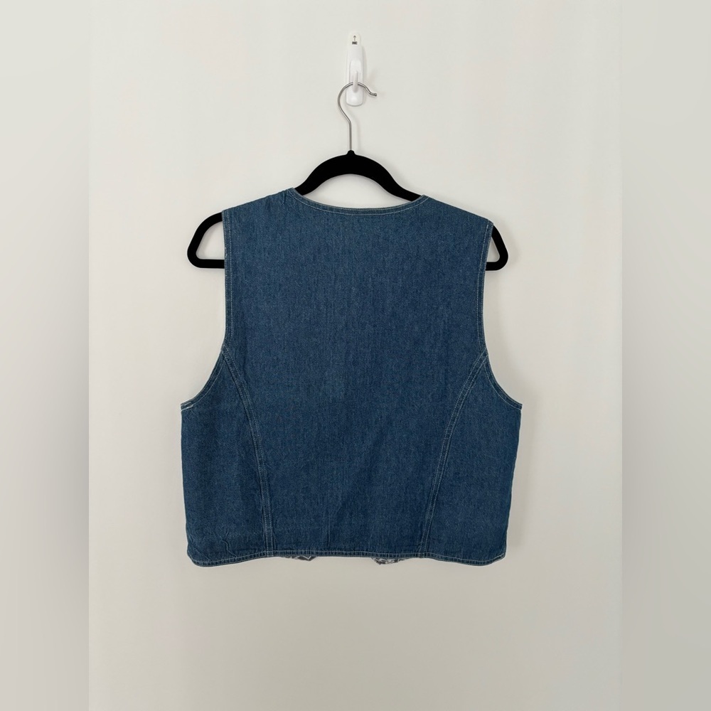 Vintage Floral Denim Vest Prairie Button Front Waistcoat Made in Canada - Picture 7 of 9